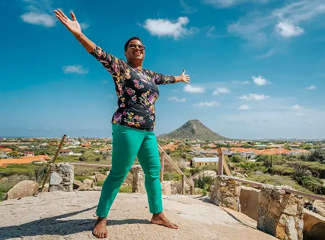 Sharon Burgler op Aruba